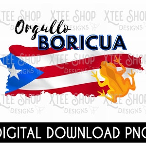 Fichier numérique de carte de Porto Rico PNG, orgullo boricua avec grenouille coqui dans un fichier numérique de carte de drapeau de Porto Rico, conception de boricua pour l&#39;impression