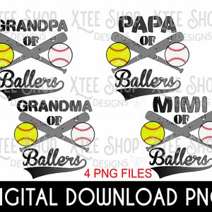 Sports grandma and grandpa bundle PNG digital file, grandma of ballers png file download, grandpa of ballers png digital file for printing