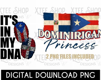File digitali PNG dominicani, bandiere della Repubblica Dominicana e di Porto Rico con disegni misti su PNG, principessa dominicana, è nel mio file DNA