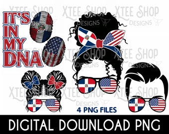 Bandera dominicana de EE. UU. PNG: Archivos digitales de diseño mixto (impresión y corte)