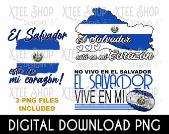 Paquete de imágenes PNG de la bandera de El Salvador: diseños de huellas dactilares y corazones (descarga digital)