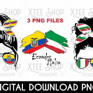 Ecuador and Italia flags designs PNG digital file combo, Italy flag PNG, Ecuador flag PNG for transfers, htv or sublimation printing files