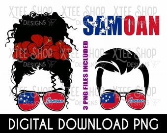 Chica samoana con moño desordenado PNG: Diseño de pareja polinesia (Descarga digital)