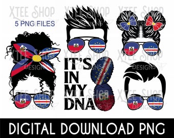Cape Verde & Haiti Flags PNG: DNA Design (Digital Download)
