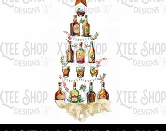 Alcohol Christmas Tree PNG: Drunken Holiday Design (Digital Download)