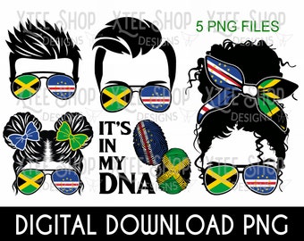 Cape Verde & Jamaica Flags PNG: DNA Design (Digital File)