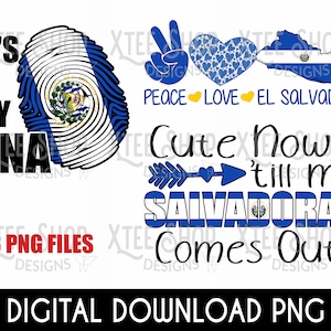 Pakiet El Salvador PNG plik cyfrowy, Salwadorskie pliki cyfrowe do druku i cięcia, plik salvadoreño png, projekty flagi El Salvador do druku