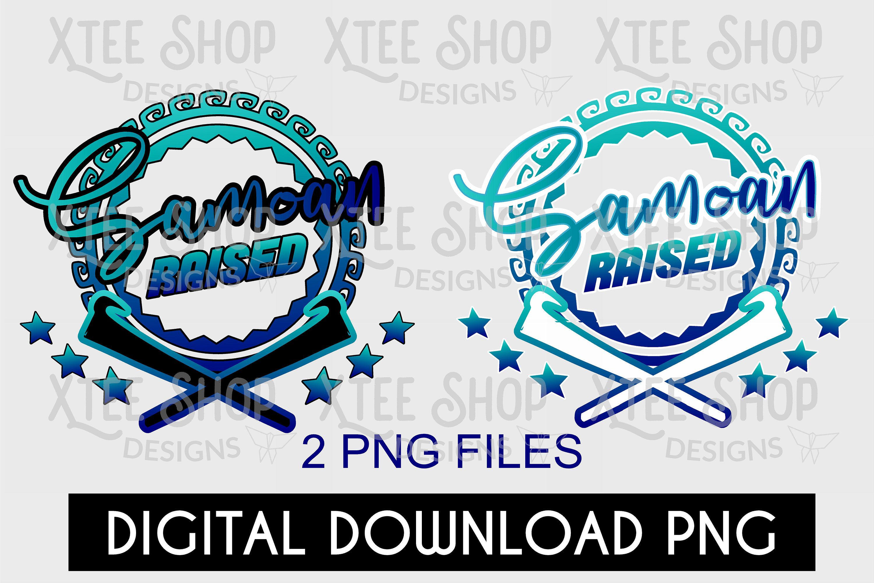 Samoan Raised PNG Digital Files Set of Two, Samoan Weapons on a Tribal ...