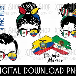 Ecuador and Mexico flags PNG digital file combo, Mexican flag PNG, Ecuador flag PNG for transfers, htv or sublimation printing files