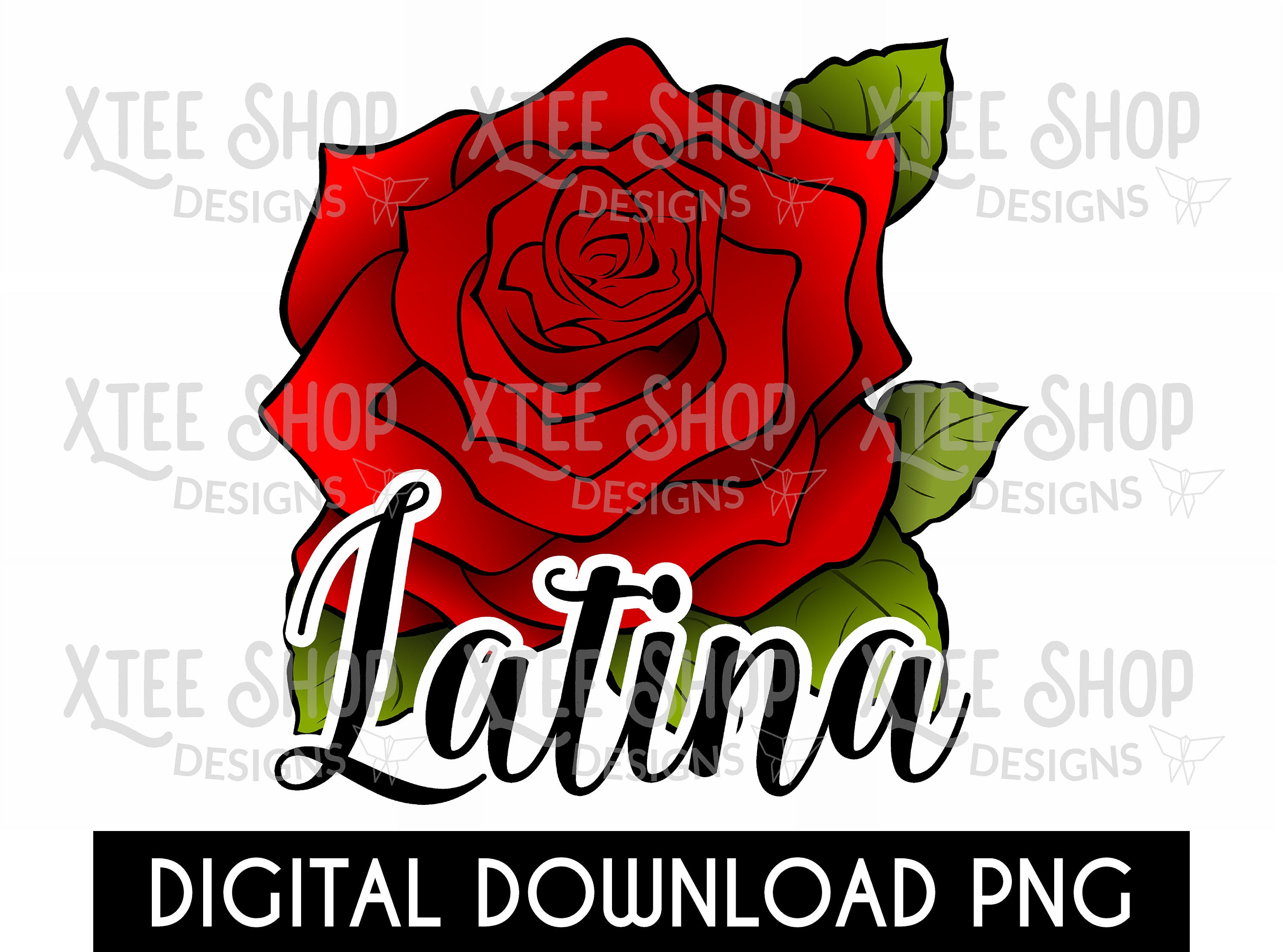 Latina Red Rose PNG Digital File Latina Design Latina in a - Etsy