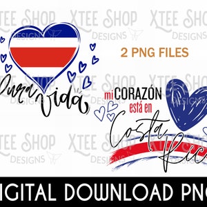 Pura vida PNG files combo, Costa Rica flag png file, mi corazón está en Costa Rica digital file for printing and crafts