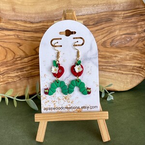 Caterpillar Dangles, Back to School Earrings, Teacher Earrings, Teacher Jewelry, The Very Hungry Caterpillar Inspired, Polymer Clay Earrings