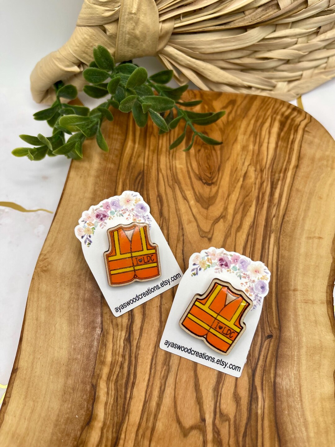 Hand Painted Wood Construction Vest Pin, LDC JW Pin - Etsy UK
