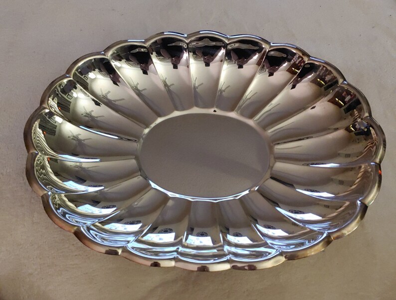 Vintage Kent Silversmith Scalloped Silverplate Tray Platter Etsy
