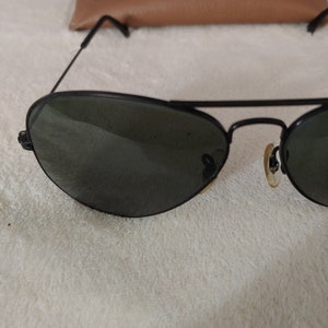 Vintage Ray Ban Aviator Sunglasses Dark Gray Black Frames Original Case ...