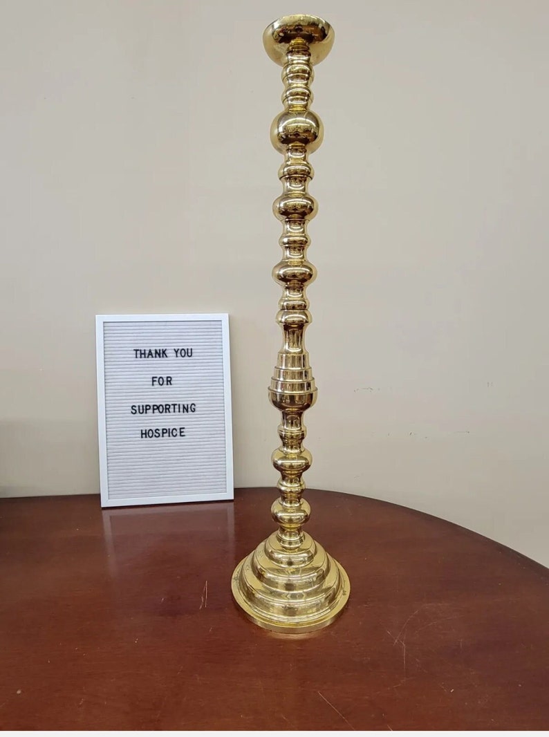 Huge Brass Candlestick Large Floor Vintage Candle Holder 30 Etsy
