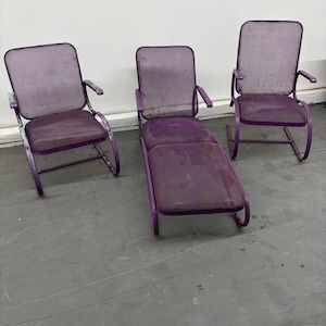 "Vintage Zerbee Texteel Metall Outdoor Terrasse Set Mid Century selten Made USA ""Local Tracking "" ** LESEN **"