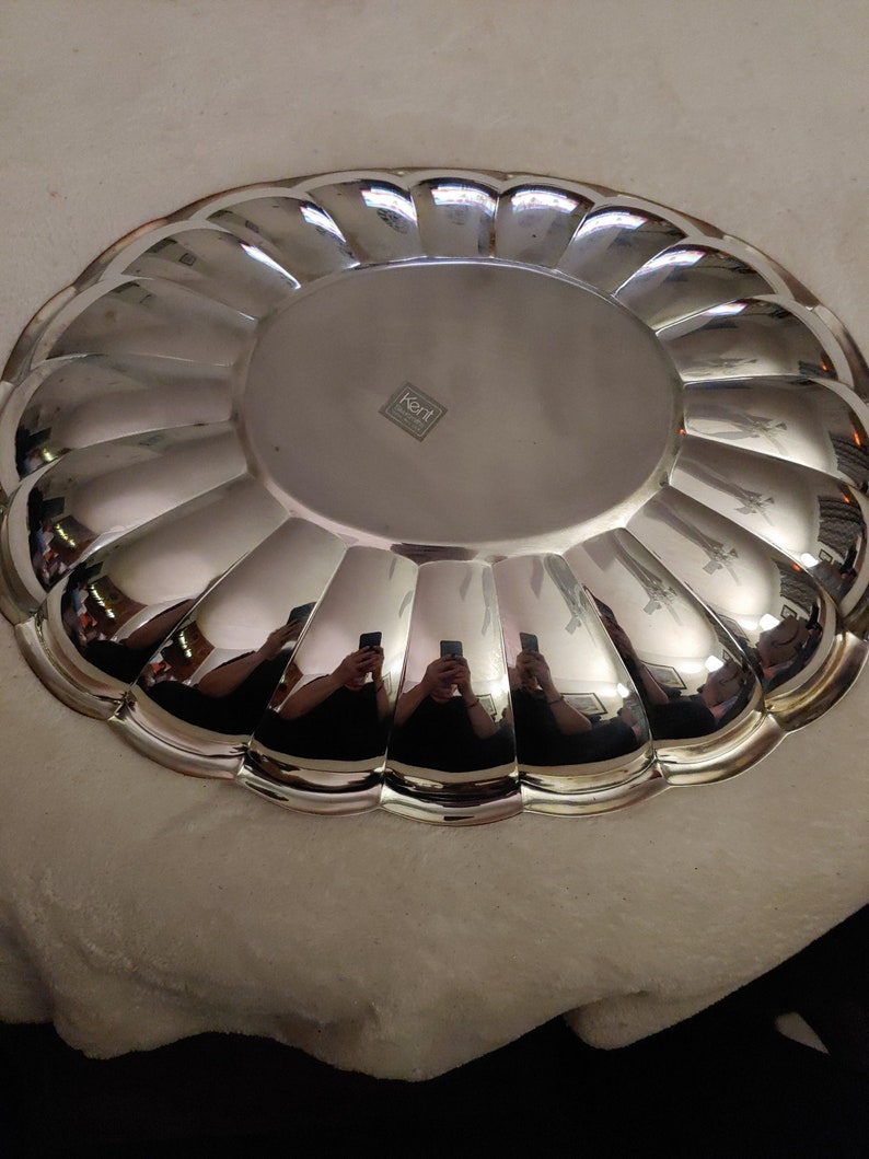 Vintage Kent Silversmith Scalloped Silverplate Tray Platter Etsy