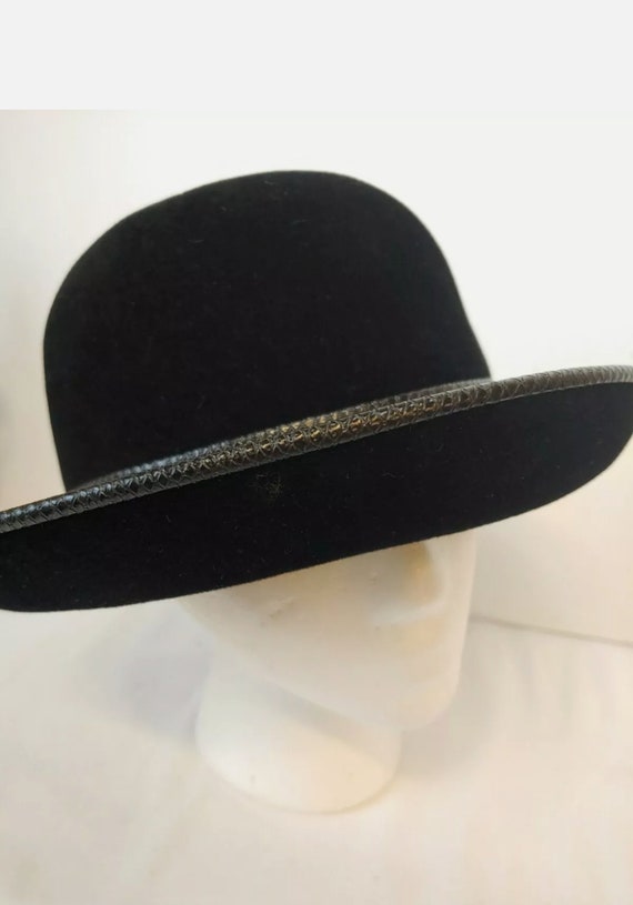 Vintage Woman's Felt Velour Black Hat Adolfo II ~… - image 7