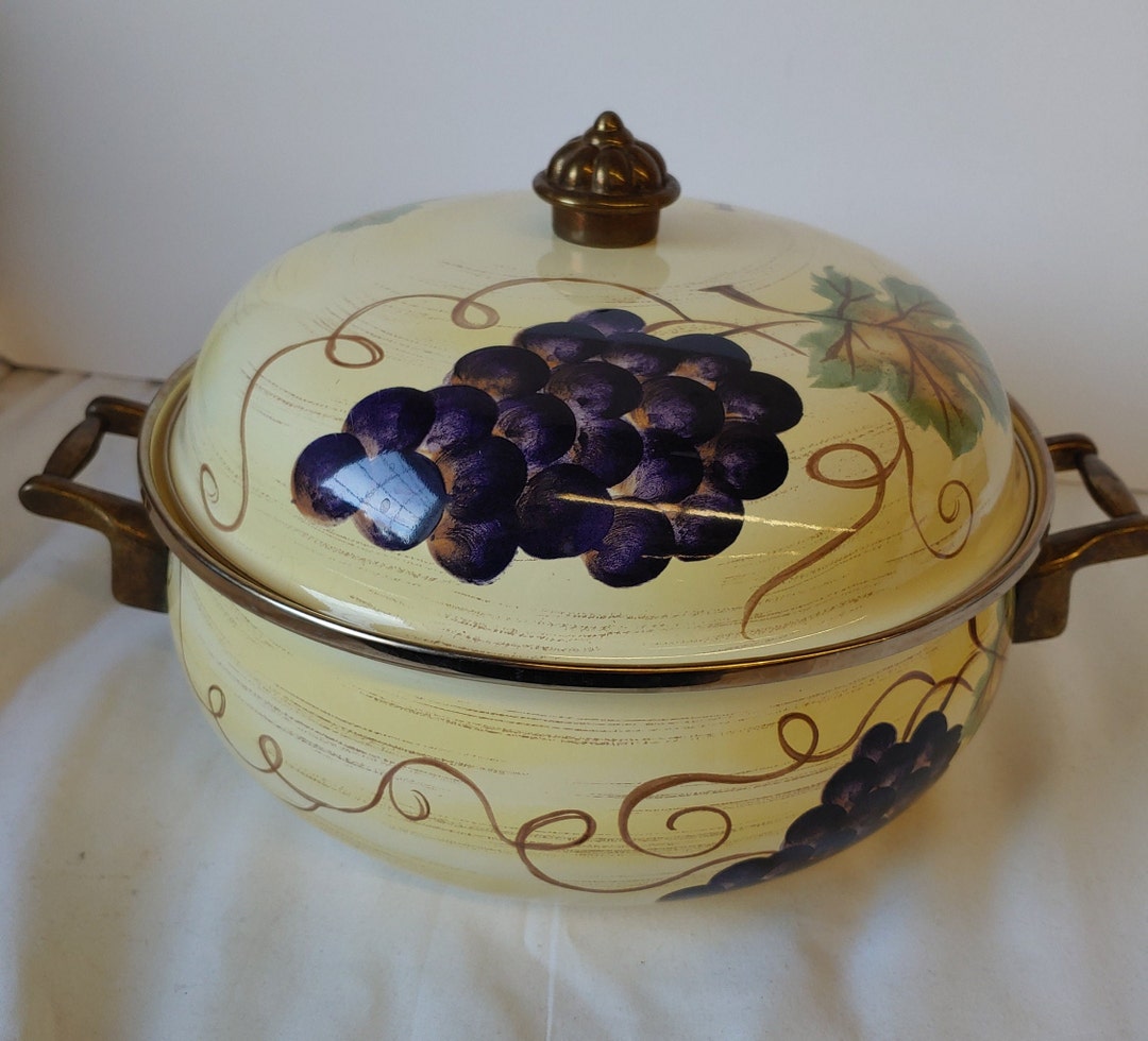 Vintage Tabletops Unlimited Enamel Vino Grapes 4 Qt. Metal Etsy
