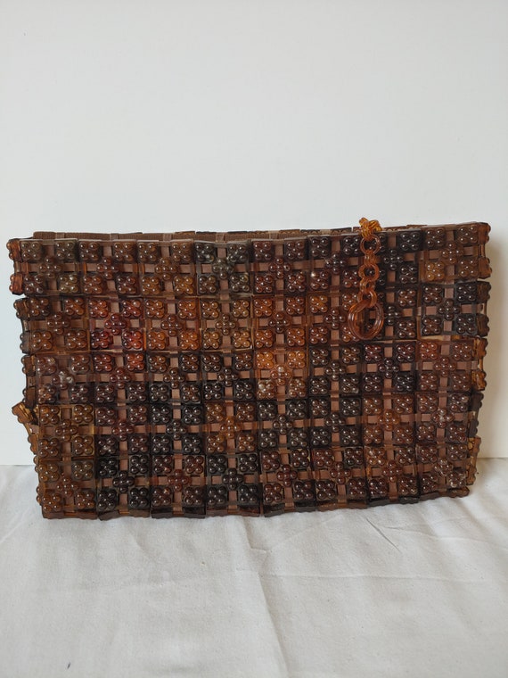 Vintage Rare 1940s Jorues Clutch Plastic Beaded Pu