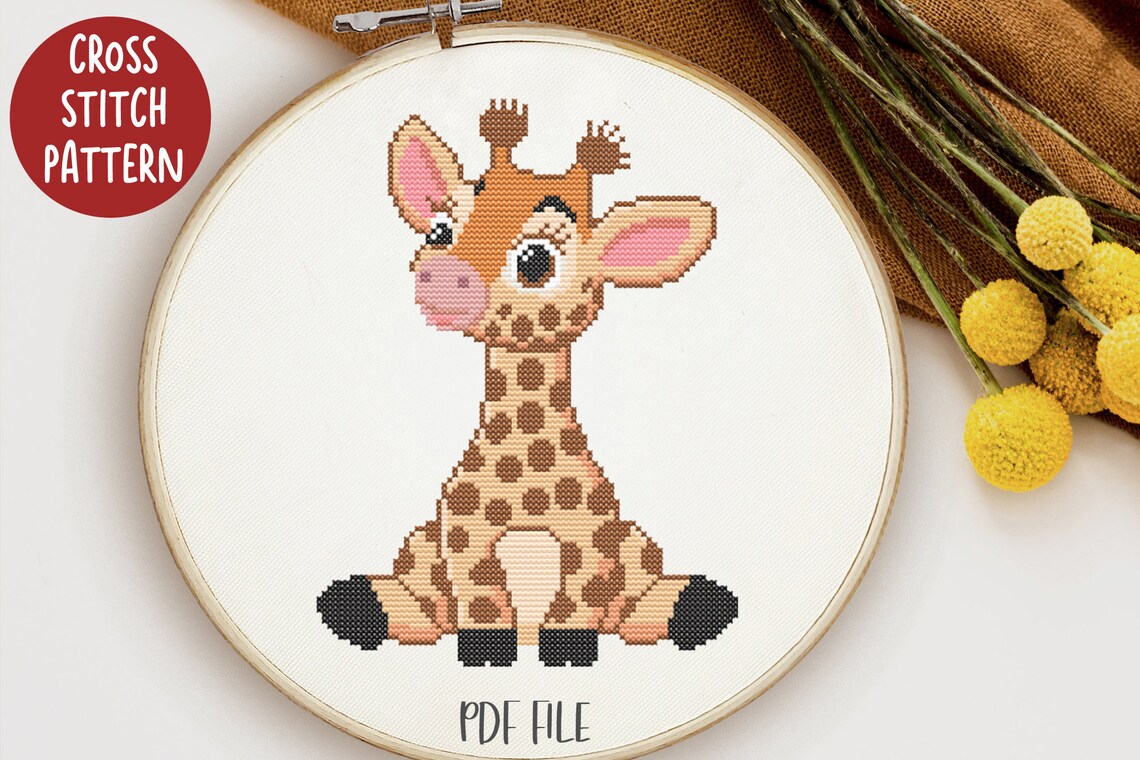 Giraffe Cross Stitch Cute Giraffe Cross Stitch Pattern Etsy