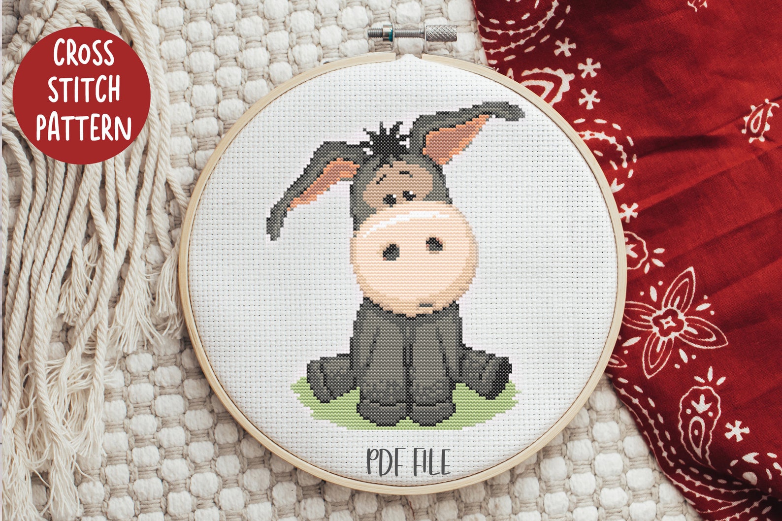 Donkey Cross Stitch Cute Donkey Cross Stitch Pattern Anime Etsy