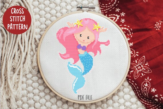 Mermaid Cross Stitch Sea Princess Cross Stitch Cute Mermaid - Etsy