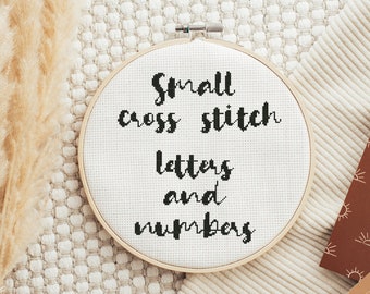 Small cross stitch, cross stitch font, alphabet cross stitch, Sample for embroidery of small letters and numbers PDF