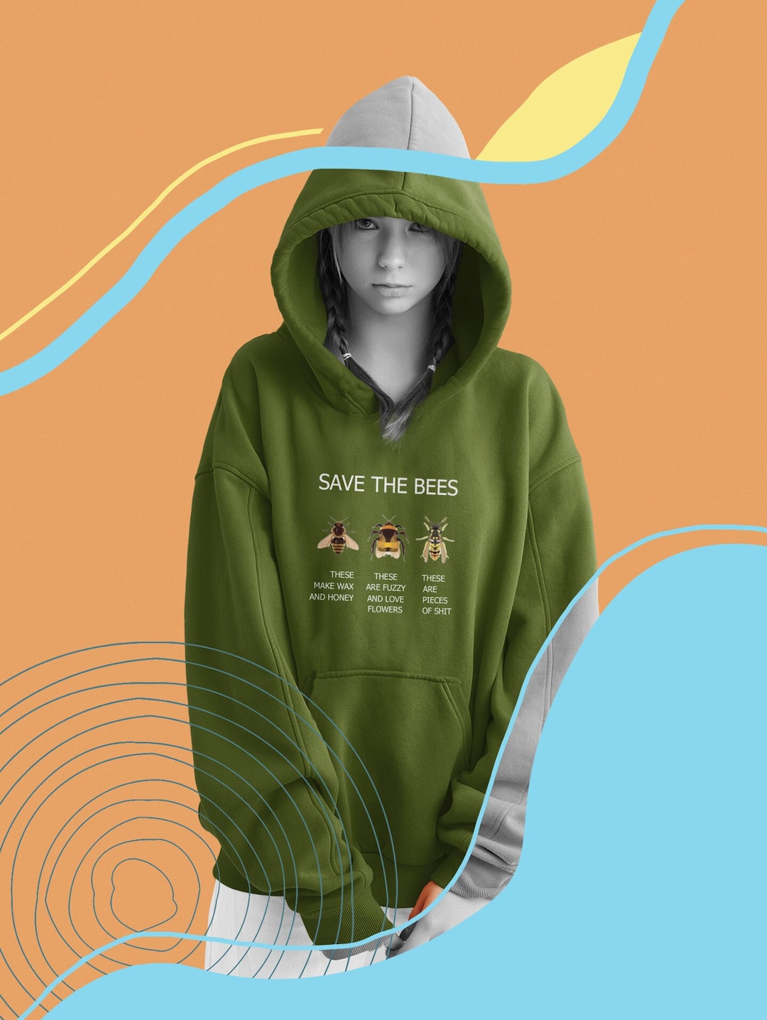 Save the Bees They Give Us Honey Heavy Hooded Sweatshirt - Etsy