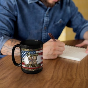 Proud Veteran Mug Perfect for Military Service Members, Patriotic Decor, Veteran Appreciation - Showcase Your Pride with this 15oz Black Mug