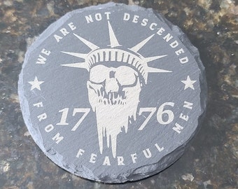 Patriotic Slate Coaster Set: Laser Engraved 1776 Design