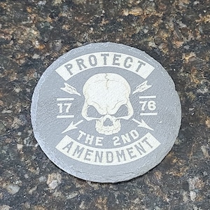 2nd Amendment Slate Coaster Set (4): Skull USA Design