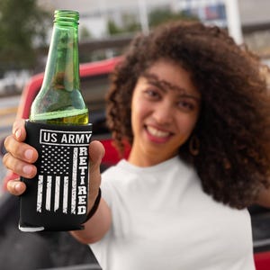 US Army Retired Can Cooler: Patriotic Veteran Gift