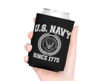 US Navy Can Cooler, Funny Veteran Gift, Military Beer Koozie