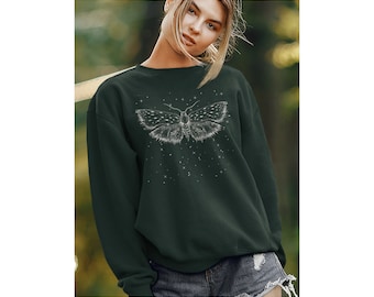 Celestial Moth Comfy Sweatshirt Cute Crewneck Aesthetic Crewneck Magic Sweater Cottagecore Sweater Goblincore Witchy Clothing Fairycore