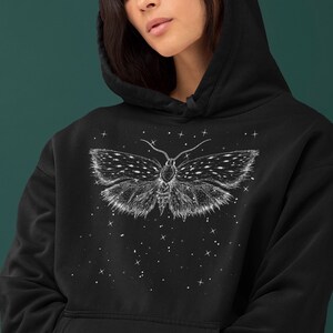 Celestial Moth Aesthetic Hoodie Cute Hoodie Trendy Hoodie Occult Hoodie Magic Sweater Cottagecore Sweater Fairycore Clothing Goblincore
