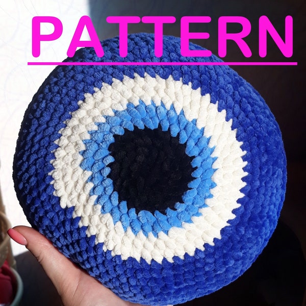 Crochet pattern plush soft evil eye pillow Little pillow pattern Crochet home decor pattern