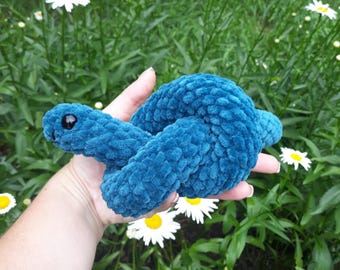 Crochet plush worm toy  Handmade stuffed worm gift for kids Soft velvet worm plushie Blue amigurumi worm decor