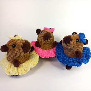 Crochet capybara plush toy in dress Handmade amigurumi stuffed animal Cute kawaii plushie gift for kids & capybara lovers