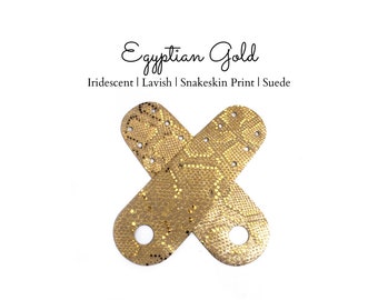 NEW!!! Egyptian Gold Toe-tilla Strips, Genuine Suede Leather (Snakeskin Print)