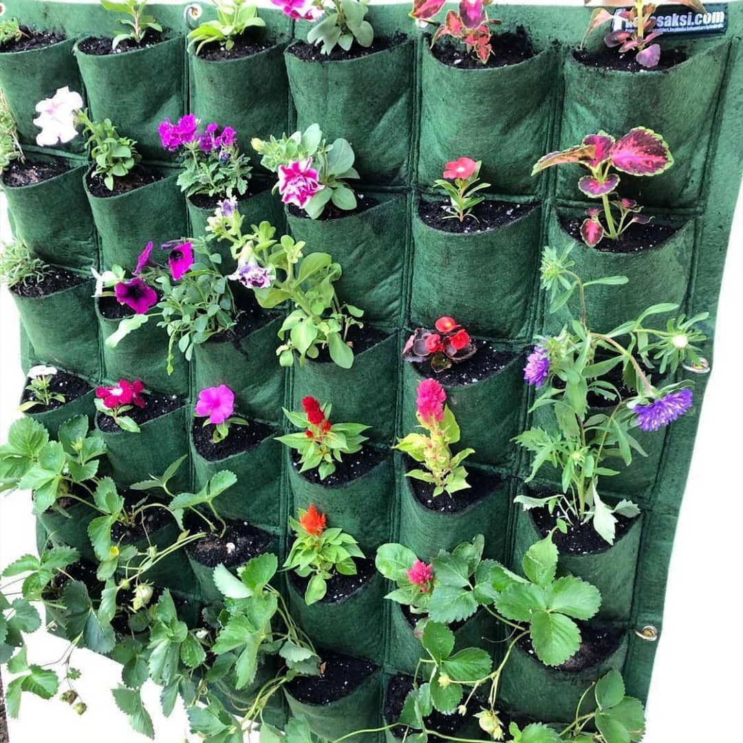 Felt flower pot felt wall pot flower pot home decor Etsy