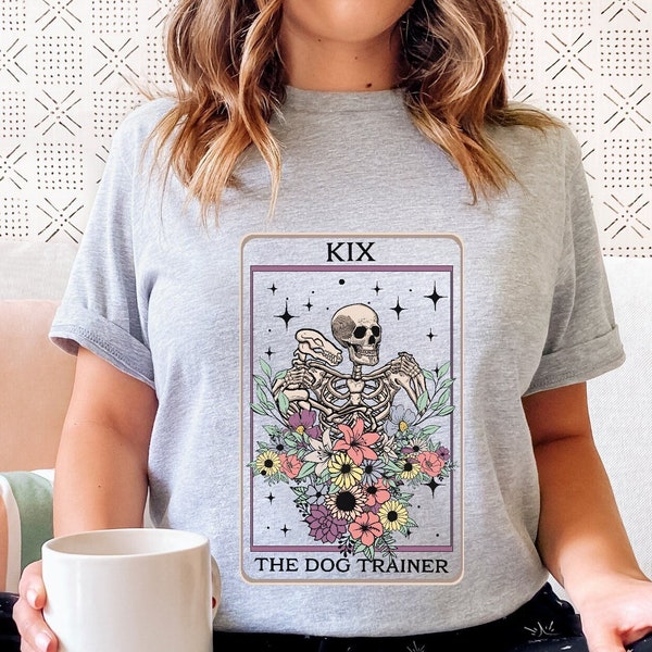 Halloween Dog T-shirt,  Spooky Skeleton Tarot Card Gift Tee For Dog Trainer, Halloween Dog Training TShirt, Creepy Dog Skeleton Shirt