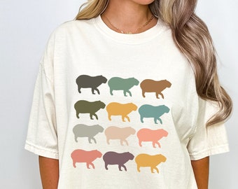 Retro Capybara Comfort Colors T-Shirt: Meme Silhouette Gift
