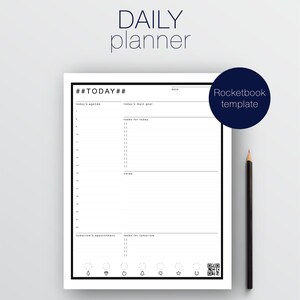 DAILY PLANNER Template rocketbook Edition: Minimalist Daily - Etsy
