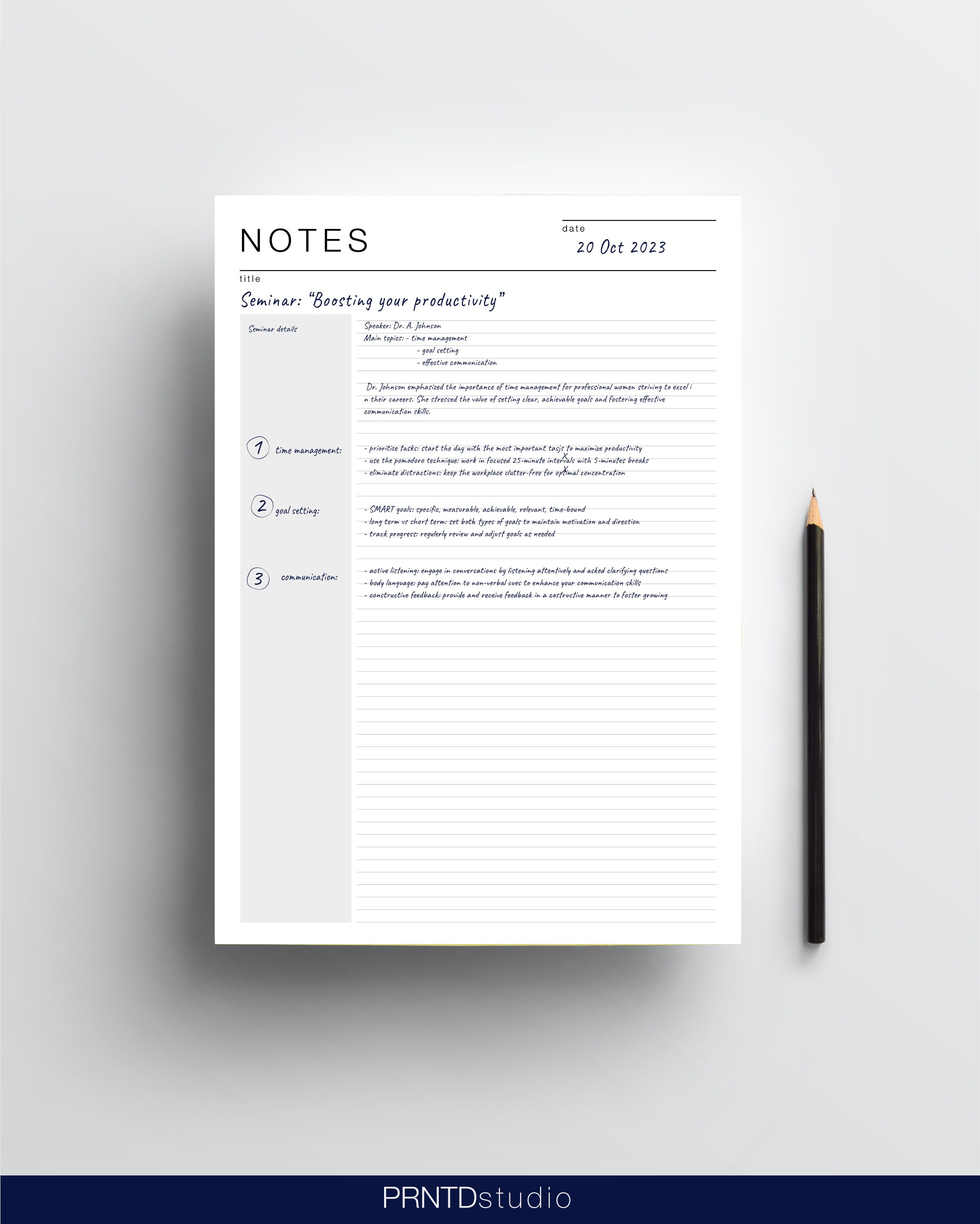 NOTES Template: Minimalist Cornell Notes Template Printable - Etsy