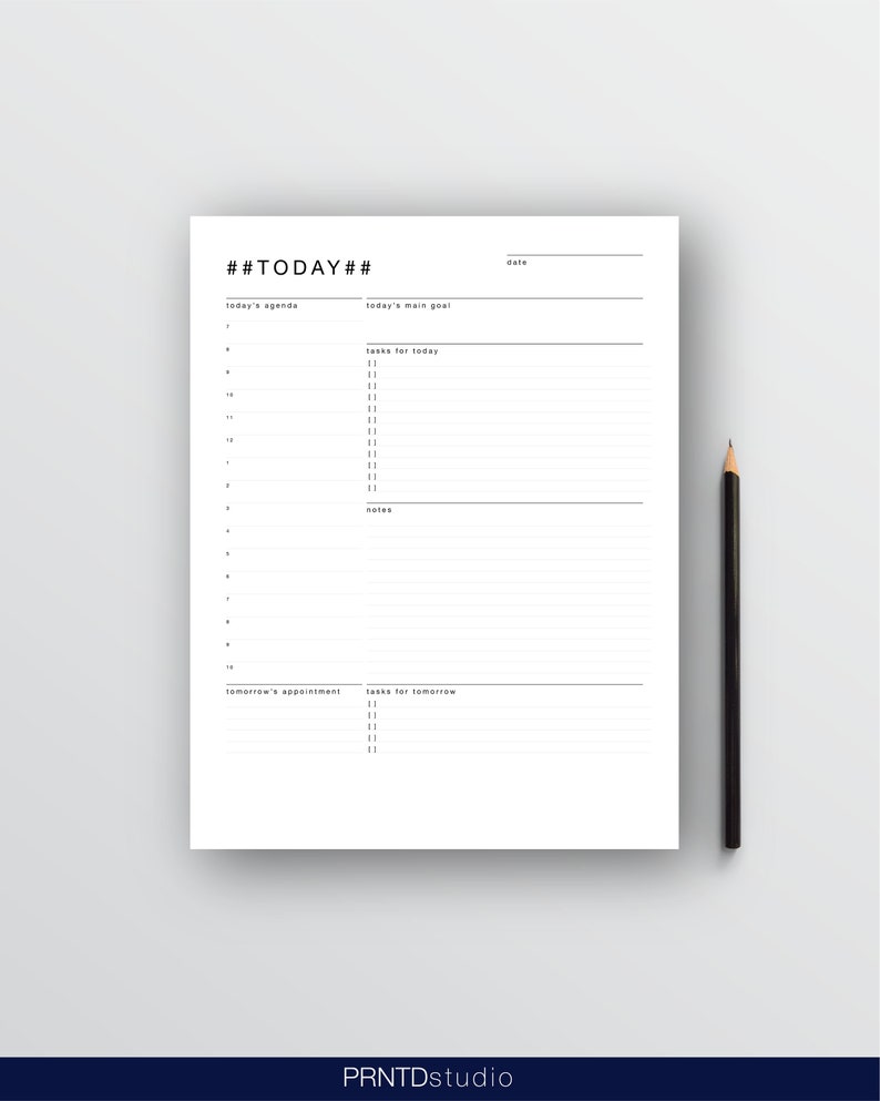 DAILY PLANNER Template rocketbook Edition: Minimalist Daily Planner One