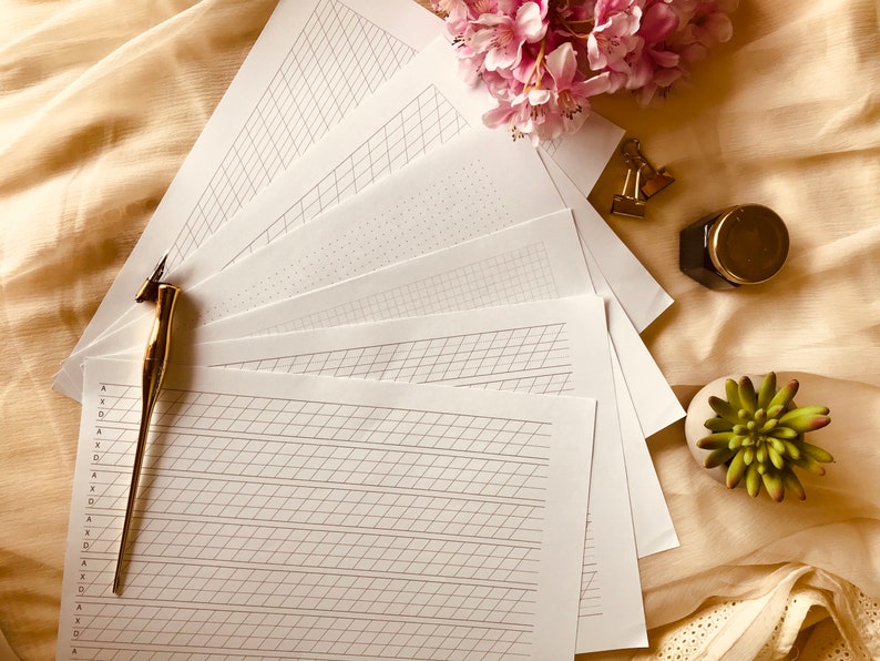 Printable Calligraphy Guide Sheets Ideal for practicing | Etsy