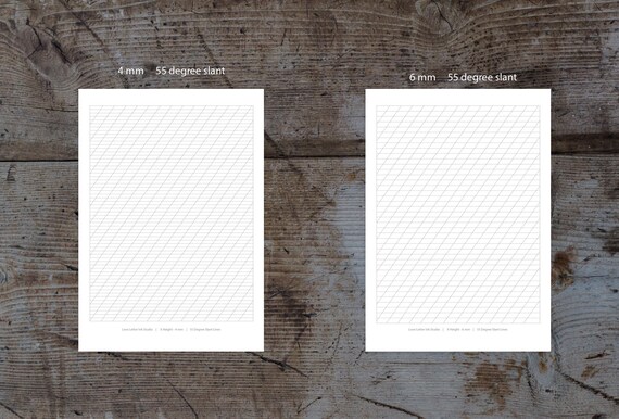 55 degree guide sheets. calligraphy paper. printable calligraphy