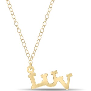 Love Gold Filled / Sterling Silver Charm Necklace – Luv Extender Chain Necklaces for Gift